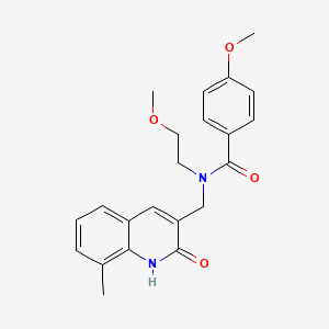 N-((2-hydroxy-8-methylquinolin-3-yl)methyl)-4-methoxy-N-(2-methoxyethyl)benzamide