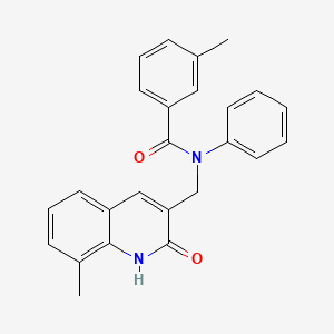 molecular formula C25H22N2O2 B7689766 N-((2-hydroxy-8-methylquinolin-3-yl)methyl)-3-methyl-N-phenylbenzamide 