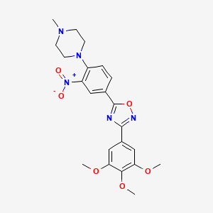 molecular formula C22H25N5O6 B7689823 1-Methyl-4-{2-nitro-4-[3-(3,4,5-trimethoxyphenyl)-1,2,4-oxadiazol-5-yl]phenyl}piperazine 