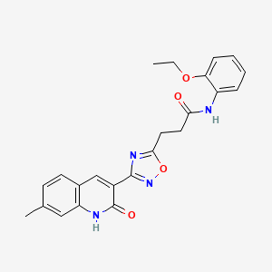 molecular formula C23H22N4O4 B7689887 N-(2-ethoxyphenyl)-3-[3-(2-hydroxy-7-methylquinolin-3-yl)-1,2,4-oxadiazol-5-yl]propanamide 