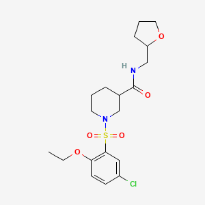 molecular formula C19H27ClN2O5S B7689891 1-[(5-chloro-2-ethoxyphenyl)sulfonyl]-N-(tetrahydrofuran-2-ylmethyl)piperidine-3-carboxamide 
