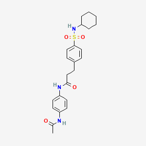 molecular formula C23H29N3O4S B7690026 N-(4-acetamidophenyl)-3-[4-(cyclohexylsulfamoyl)phenyl]propanamide 