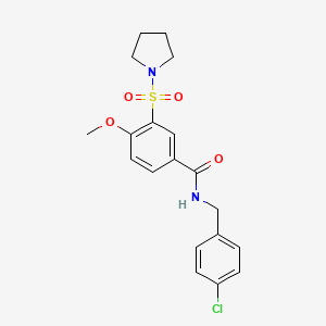 molecular formula C19H21ClN2O4S B7690266 N-(4-chlorobenzyl)-4-methoxy-3-(pyrrolidin-1-ylsulfonyl)benzamide 