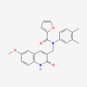 molecular formula C24H22N2O4 B7690522 N-(3,4-dimethylphenyl)-N-((2-hydroxy-6-methoxyquinolin-3-yl)methyl)furan-2-carboxamide 