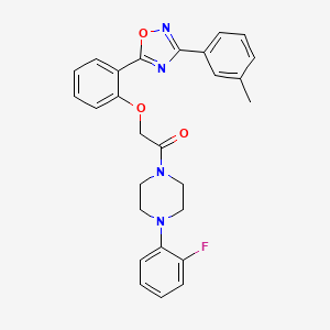 molecular formula C27H25FN4O3 B7690606 1-[4-(2-Fluorophenyl)piperazin-1-YL]-2-{2-[3-(3-methylphenyl)-1,2,4-oxadiazol-5-YL]phenoxy}ethan-1-one 
