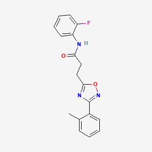 molecular formula C18H16FN3O2 B7690614 N-(2-fluorophenyl)-3-[3-(2-methylphenyl)-1,2,4-oxadiazol-5-yl]propanamide 