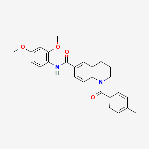 molecular formula C26H26N2O4 B7690665 N-(2,4-dimethylphenyl)-1-(4-methylbenzoyl)-1,2,3,4-tetrahydroquinoline-6-carboxamide 