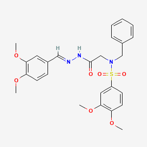 molecular formula C26H29N3O7S B7690779 N-BENZYL-N-({N'-[(E)-(3,4-DIMETHOXYPHENYL)METHYLIDENE]HYDRAZINECARBONYL}METHYL)-3,4-DIMETHOXYBENZENE-1-SULFONAMIDE 