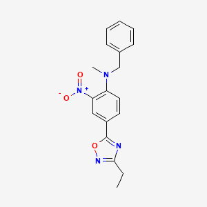 molecular formula C18H18N4O3 B7690847 N-benzyl-4-(3-ethyl-1,2,4-oxadiazol-5-yl)-N-methyl-2-nitroaniline 