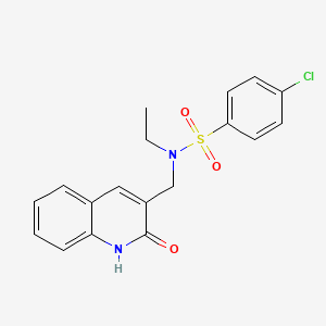 molecular formula C18H17ClN2O3S B7691221 4-chloro-N-ethyl-N-((2-hydroxyquinolin-3-yl)methyl)benzenesulfonamide 