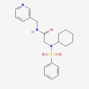 molecular formula C20H25N3O3S B7691223 2-(Benzenesulfonyl-cyclohexyl-amino)-N-pyridin-3-ylmethyl-acetamide 