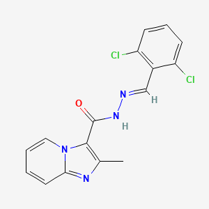 molecular formula C16H12Cl2N4O B7691299 N-[(E)-(2,6-dichlorophenyl)methylideneamino]-2-methylimidazo[1,2-a]pyridine-3-carboxamide 