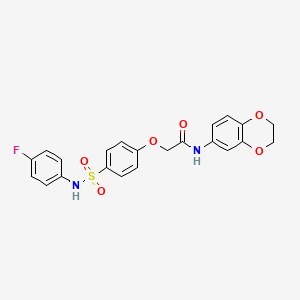 molecular formula C22H19FN2O6S B7691419 N-(2,3-dihydro-1,4-benzodioxin-6-yl)-2-[4-[(4-fluorophenyl)sulfamoyl]phenoxy]acetamide 