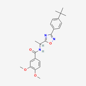 molecular formula C23H27N3O4 B7691556 N-[1-[3-(4-tert-butylphenyl)-1,2,4-oxadiazol-5-yl]ethyl]-3,4-dimethoxybenzamide 