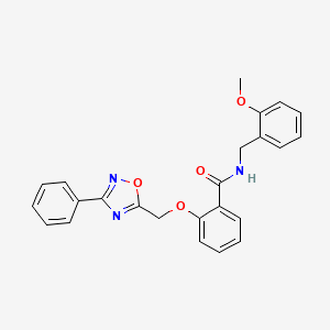 molecular formula C24H21N3O4 B7691590 N-[(2-methoxyphenyl)methyl]-2-[(3-phenyl-1,2,4-oxadiazol-5-yl)methoxy]benzamide 
