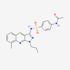 molecular formula C22H23N5O3S B7691692 N-(4-(N-(8-methyl-1-propyl-1H-pyrazolo[3,4-b]quinolin-3-yl)sulfamoyl)phenyl)acetamide 