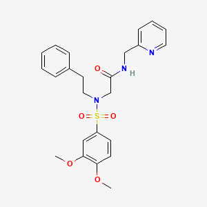 molecular formula C24H27N3O5S B7691744 N~2~-[(3,4-dimethoxyphenyl)sulfonyl]-N~2~-(2-phenylethyl)-N-(pyridin-2-ylmethyl)glycinamide 