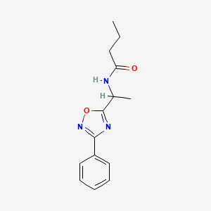 molecular formula C14H17N3O2 B7691811 N-[1-(3-phenyl-1,2,4-oxadiazol-5-yl)ethyl]butanamide 