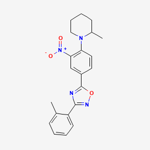 molecular formula C21H22N4O3 B7691853 2-Methyl-1-{4-[3-(2-methylphenyl)-1,2,4-oxadiazol-5-yl]-2-nitrophenyl}piperidine 