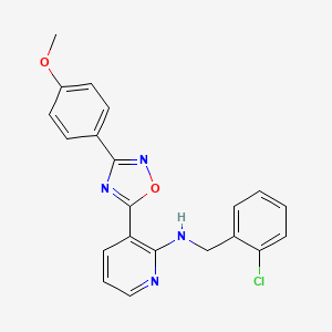 molecular formula C21H17ClN4O2 B7691860 N-[(2-chlorophenyl)methyl]-3-[3-(4-methoxyphenyl)-1,2,4-oxadiazol-5-yl]pyridin-2-amine 