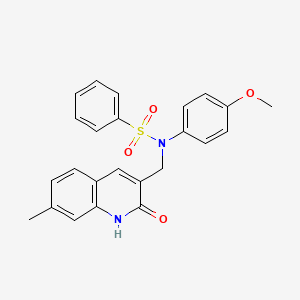 molecular formula C24H22N2O4S B7691881 N-[(2-hydroxy-7-methylquinolin-3-yl)methyl]-N-(4-methoxyphenyl)benzenesulfonamide 