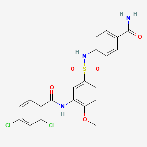 molecular formula C21H17Cl2N3O5S B7691898 N-{5-[(4-carbamoylphenyl)sulfamoyl]-2-methoxyphenyl}-2,4-dichlorobenzamide 