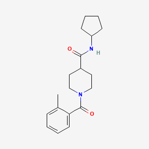 molecular formula C19H26N2O2 B7691909 N-cyclopentyl-1-(2-methylbenzoyl)piperidine-4-carboxamide 
