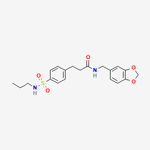 molecular formula C20H24N2O5S B7691930 N-(benzo[d][1,3]dioxol-5-ylmethyl)-3-(4-(N-propylsulfamoyl)phenyl)propanamide 