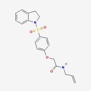 molecular formula C19H20N2O4S B7691968 2-[4-(2,3-dihydroindol-1-ylsulfonyl)phenoxy]-N-prop-2-enylacetamide 