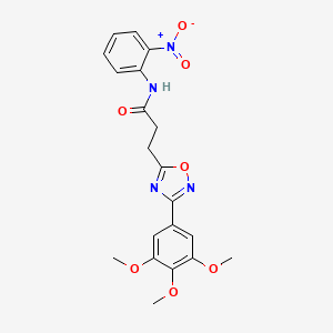 molecular formula C20H20N4O7 B7692093 N-(2-nitrophenyl)-3-[3-(3,4,5-trimethoxyphenyl)-1,2,4-oxadiazol-5-yl]propanamide 