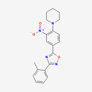 molecular formula C20H20N4O3 B7692102 1-{4-[3-(2-Methylphenyl)-1,2,4-oxadiazol-5-yl]-2-nitrophenyl}piperidine 