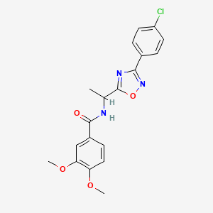 molecular formula C19H18ClN3O4 B7692137 N-[1-[3-(4-chlorophenyl)-1,2,4-oxadiazol-5-yl]ethyl]-3,4-dimethoxybenzamide 