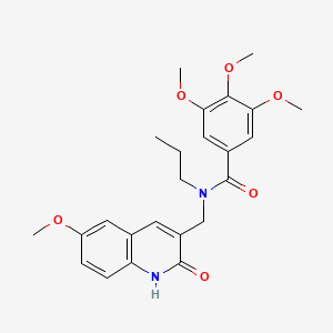 molecular formula C24H28N2O6 B7692165 N-((2-hydroxy-6-methoxyquinolin-3-yl)methyl)-3,4,5-trimethoxy-N-propylbenzamide 