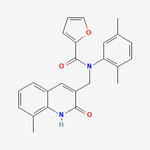 molecular formula C24H22N2O3 B7692280 N-(2,5-dimethylphenyl)-N-((2-hydroxy-8-methylquinolin-3-yl)methyl)furan-2-carboxamide 