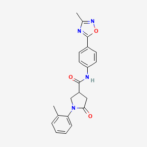 molecular formula C21H20N4O3 B7692288 N-[4-(3-methyl-1,2,4-oxadiazol-5-yl)phenyl]-1-(2-methylphenyl)-5-oxopyrrolidine-3-carboxamide 