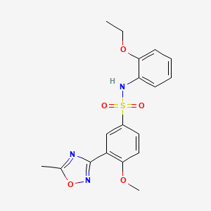 molecular formula C18H19N3O5S B7692430 N-(2-ethoxyphenyl)-4-methoxy-3-(5-methyl-1,2,4-oxadiazol-3-yl)benzenesulfonamide 