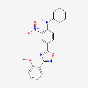 molecular formula C21H22N4O4 B7692601 N-cyclohexyl-4-[3-(2-methoxyphenyl)-1,2,4-oxadiazol-5-yl]-2-nitroaniline 