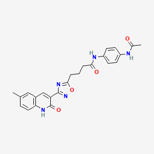 molecular formula C24H23N5O4 B7692608 N-(4-Acetamidophenyl)-4-[3-(2-hydroxy-6-methylquinolin-3-YL)-1,2,4-oxadiazol-5-YL]butanamide 