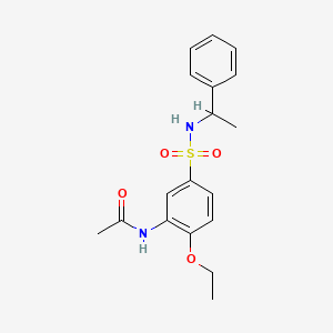 molecular formula C18H22N2O4S B7692666 N-{2-ethoxy-5-[(1-phenylethyl)sulfamoyl]phenyl}acetamide 