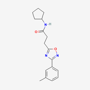 molecular formula C17H21N3O2 B7692687 N-cyclopentyl-3-[3-(3-methylphenyl)-1,2,4-oxadiazol-5-yl]propanamide 