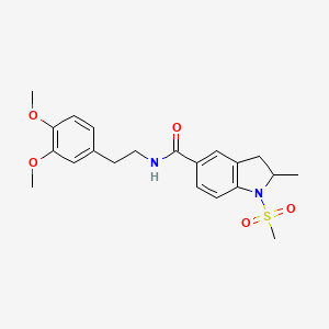 molecular formula C21H26N2O5S B7692785 N-[2-(3,4-DIMETHOXYPHENYL)ETHYL]-1-METHANESULFONYL-2-METHYL-2,3-DIHYDRO-1H-INDOLE-5-CARBOXAMIDE 