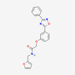 molecular formula C21H17N3O4 B7693123 N-[(Furan-2-YL)methyl]-2-[3-(3-phenyl-1,2,4-oxadiazol-5-YL)phenoxy]acetamide 
