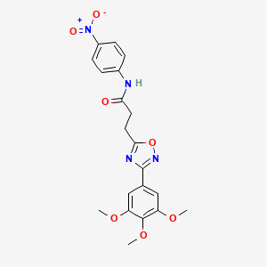 molecular formula C20H20N4O7 B7693198 N-(4-nitrophenyl)-3-[3-(3,4,5-trimethoxyphenyl)-1,2,4-oxadiazol-5-yl]propanamide 