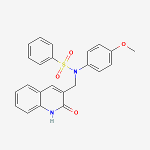 molecular formula C23H20N2O4S B7693249 N-[(2-hydroxyquinolin-3-yl)methyl]-N-(4-methoxyphenyl)benzenesulfonamide 
