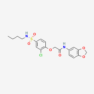molecular formula C19H21ClN2O6S B7693281 N-(1,3-benzodioxol-5-yl)-2-[4-(butylsulfamoyl)-2-chlorophenoxy]acetamide 