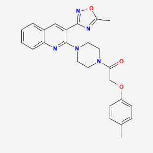 molecular formula C25H25N5O3 B7693408 1-{4-[3-(5-Methyl-1,2,4-oxadiazol-3-YL)quinolin-2-YL]piperazin-1-YL}-2-(4-methylphenoxy)ethan-1-one 