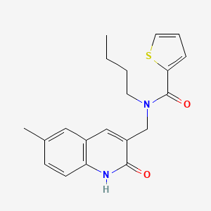 molecular formula C20H22N2O2S B7693426 N-butyl-N-((2-hydroxy-6-methylquinolin-3-yl)methyl)thiophene-2-carboxamide 