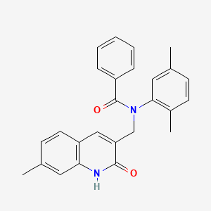 molecular formula C26H24N2O2 B7693452 N-(2,5-dimethylphenyl)-N-((2-hydroxy-7-methylquinolin-3-yl)methyl)benzamide 