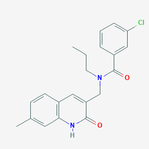 molecular formula C21H21ClN2O2 B7693533 3-chloro-N-[(2-hydroxy-7-methylquinolin-3-yl)methyl]-N-propylbenzamide 