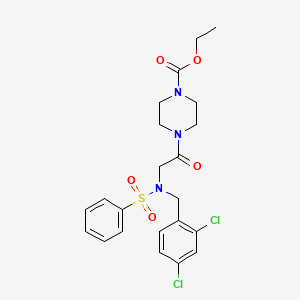 molecular formula C22H25Cl2N3O5S B7693651 Ethyl 4-[2-[benzenesulfonyl-[(2,4-dichlorophenyl)methyl]amino]acetyl]piperazine-1-carboxylate 